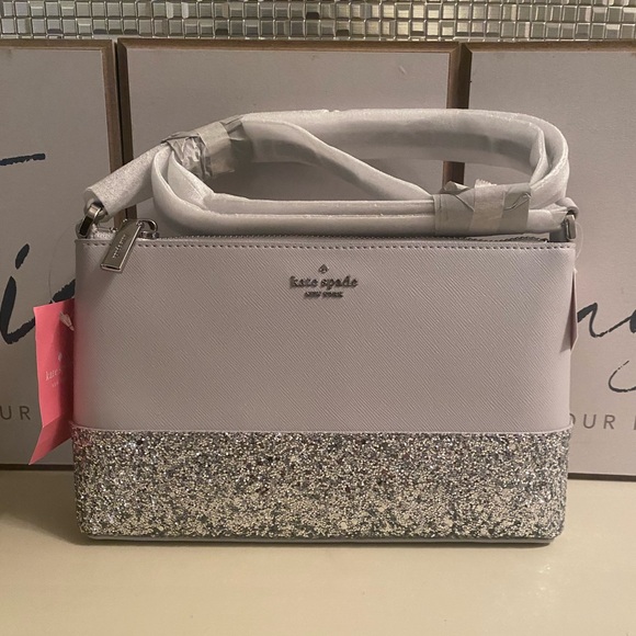 Kate Spade Silver Sparkle Crossbody Bag || Grey - Picture 13 of 15